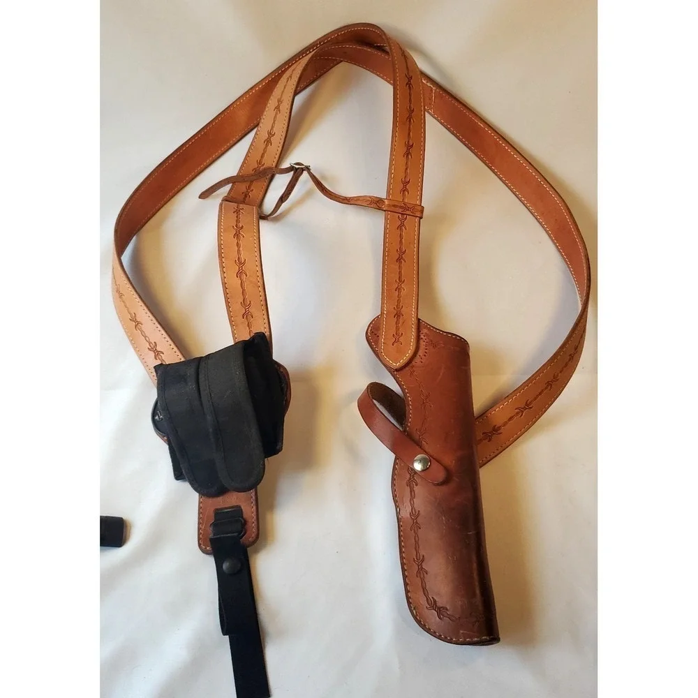 Large Frame Revolver Leather Vertical Shoulder Holster McKenzie Saddlery -READ